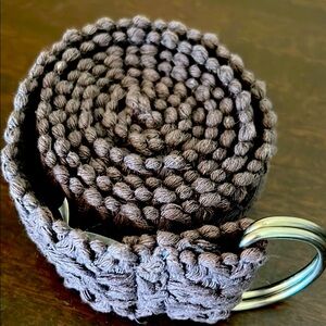 Maroon Woven Boho Belt with Silver Buckle Vintage NWOT 100% Cotton